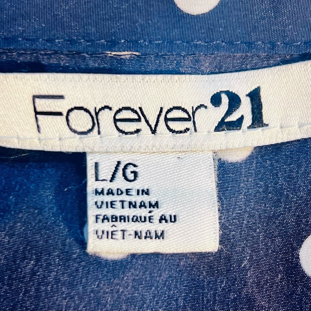 Lg Forever 21 Navy Polka Dot Dress - Picture 9 of 9